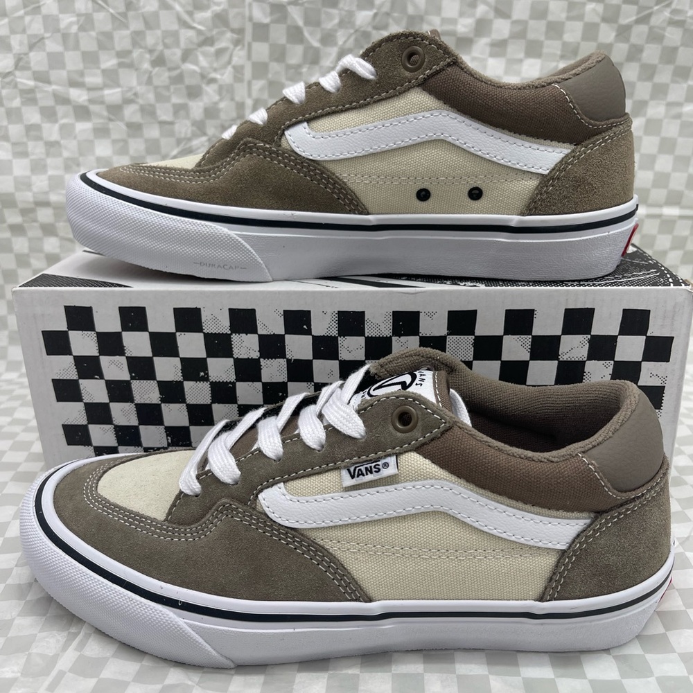 Vans Men’s Rowan
Walnut Sneakers 
VN0A5JIC1NU Tan and White Sneakers - Picture 2 of 16